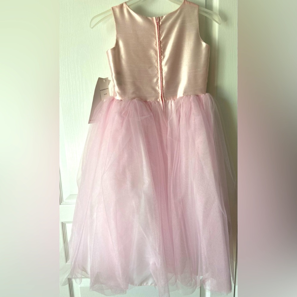 Pink Princess NWT- Blossom Poly Silk Bodice, Tulle Dress w/ Flower & Sash - Picture 4 of 9